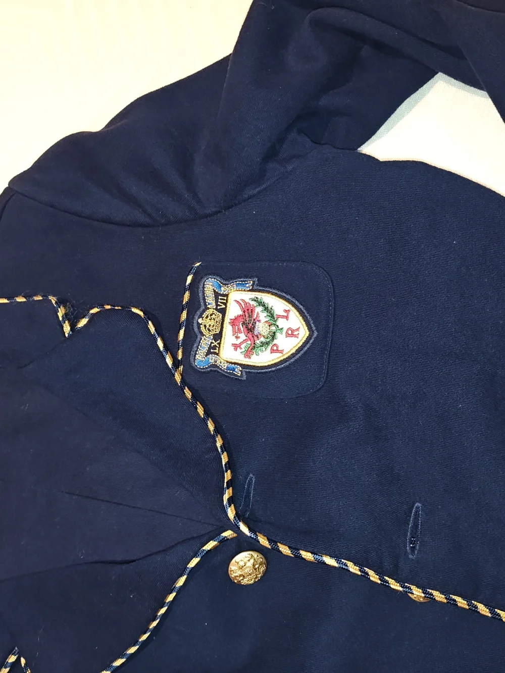 Polo by Ralph Lauren Navy Blazer with Gold Braid and Crest 8-10